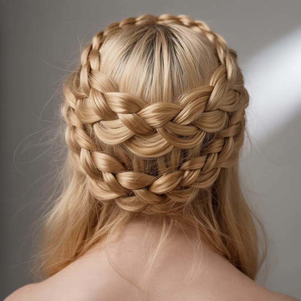 Crown braid half-up style