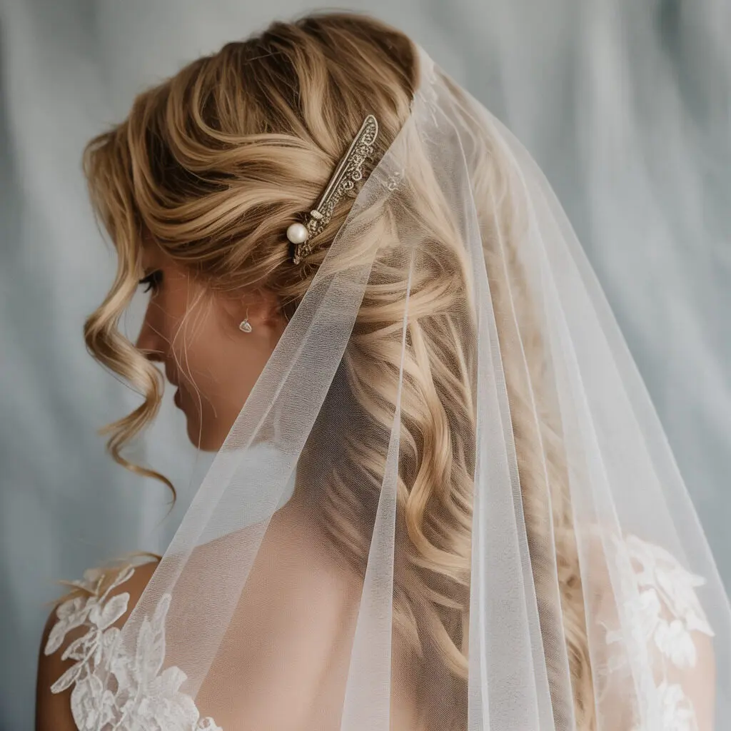 Half-up style with Veil
