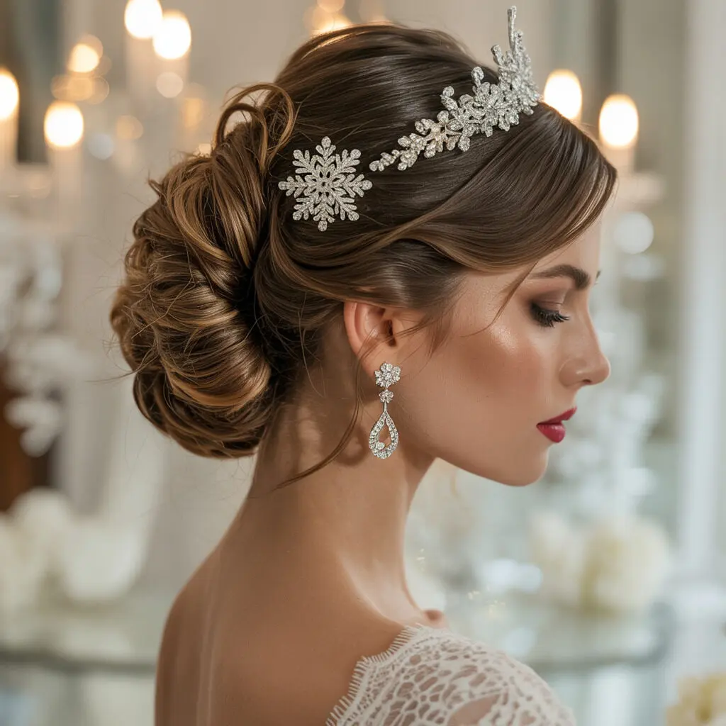 High updo with statement tiara