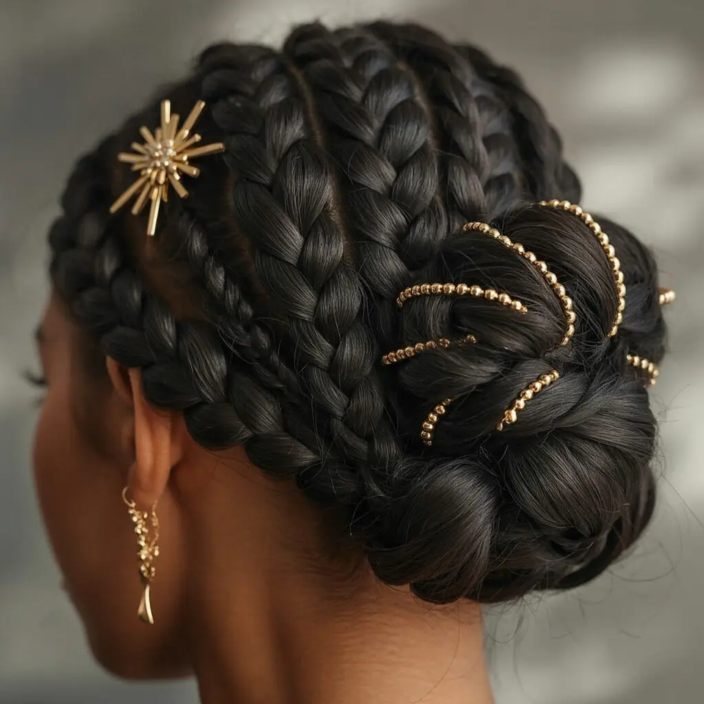 Locs updo with accessories