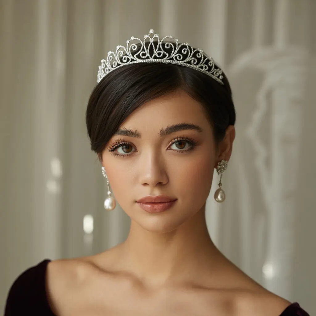 Pixie cut with tiara