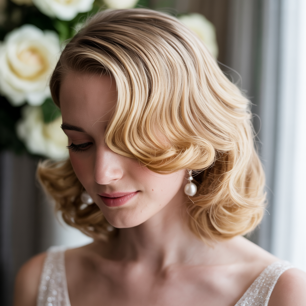 Side-swept Hollywood waves