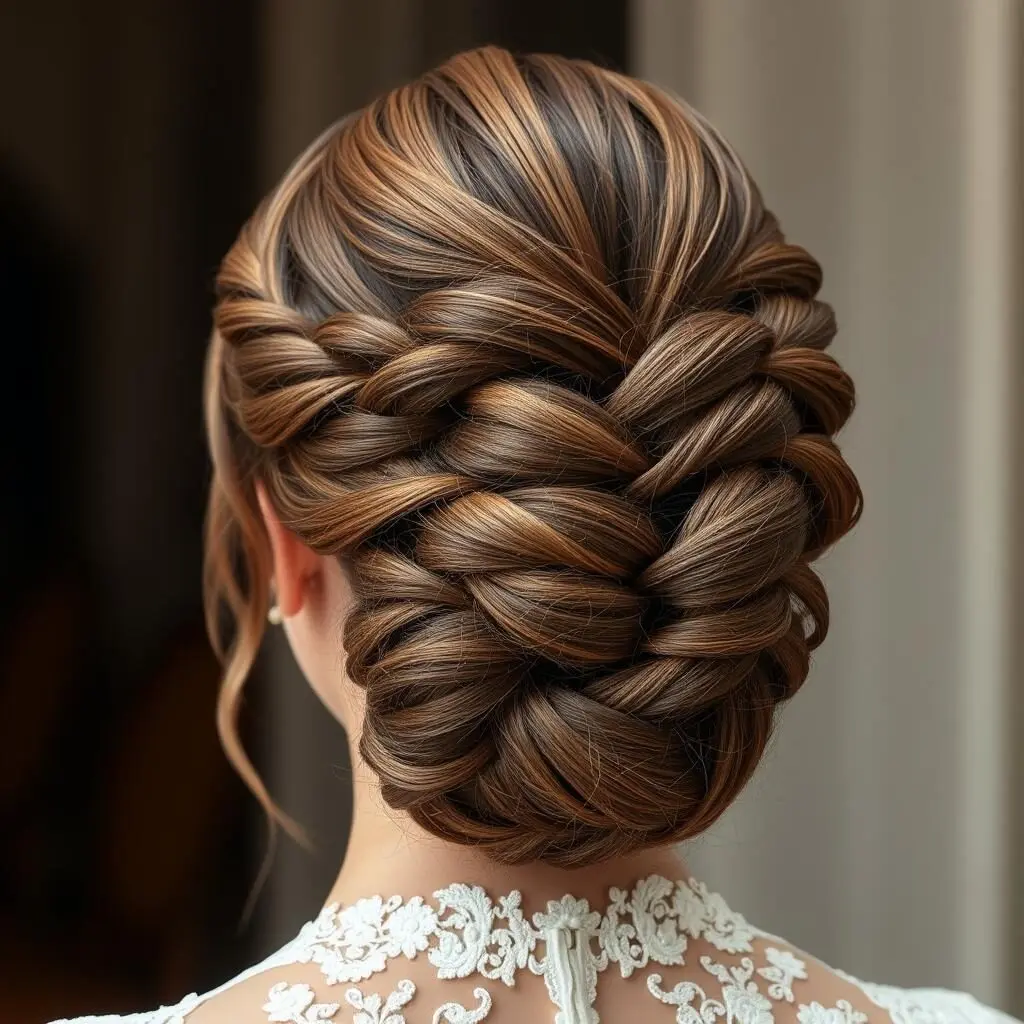 Textured updo with multiple braids