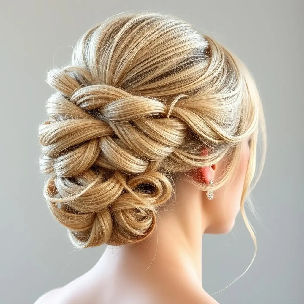 Textured updo with single statement braid